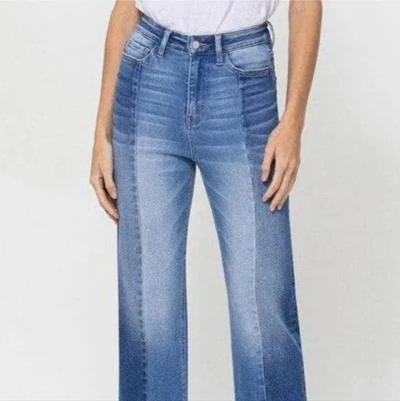 **SOLD**EUC FLYING MONKEY "Be Who You Want To Be" High Rise Colorblock Jeans - Picture 2 of 3